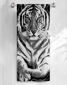 Полотенце махровое 70*140см Тигр черный/светло-серый МХ42 Самойловский текстиль *1