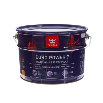 Краска акриловая 9 л для стен и потолков Tikkurila Euro Power 7, белая база А, матовая