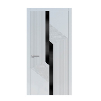 Дверь межкомнатная остекленная НЬЮ-ЙОРК экошпон БЕЛЫЙ софт, черное стекло 600мм Аркада *1