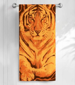 Полотенце махровое 70*130см Тигр тыквенный/горький-шоколад МХ42 Самойловский текстиль *1