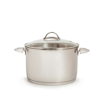 Кастрюля нерж. 5,0л "Аметист" д.Индукц. с Теплораспр.дн., д.22см Стекл.кр. 1с2807 (Аша) *1/4