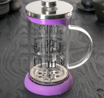 Чайник заварочн. стекло "Френч-пресс" 600 мл "Келли", сиреневый 2863012 *1/40