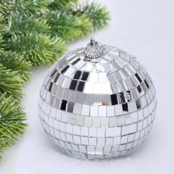 Новогодний шар 10 см "Shining Disco", Серебро