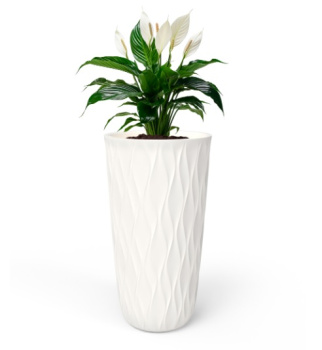 Кашпо пластм. "Desert" высокое 21л d верха 266мм h513мм со вставкой Молочный 86807 *1/2