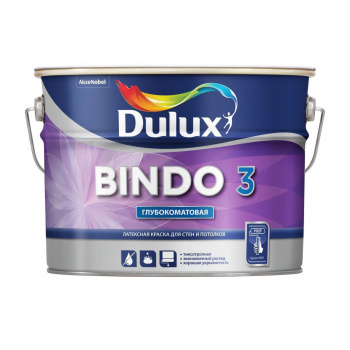 Краска акриловая для стен и потолков 9 л BINDO 3 База BC моющаяся глубокоматовая *1