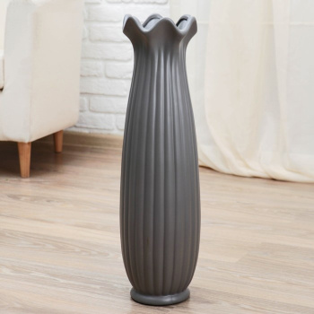 Ваза керамика напольная "Геометрия" бутон, 16х60 см, серый 4635456