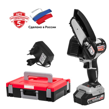 Пила цепная аккумуляторная 18В 2,5Ач Б/Щ Li-Ion шина10см шаг1/4"паз1,1мм ПЦА-4/18ВМ ИНТЕРСКОЛ*1/4