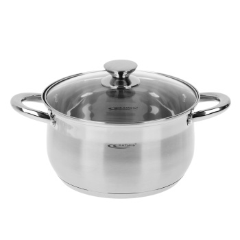 Кастрюля нерж. "Катунь" "Диана" 6,0л d22см термораспред. дно, Стекл. кр. KT01-D-52 *1/4