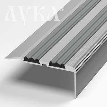 Порог-угол внешний 68х30.8х1800 мм Лука ПУ 07-1, ПВХ вставка, серебро люкс