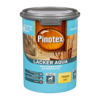 Лак акриловый для мебели и стен глянцевый 1 л Пинотекс Lacker Aqua 70 *1/6