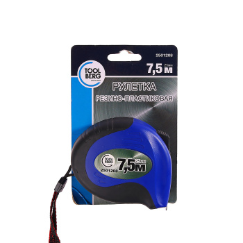 Рулетка 7,5м х25мм резино-пластик. корпус стальная лента фиксатор арт.2501208 T4Р *1/6/60