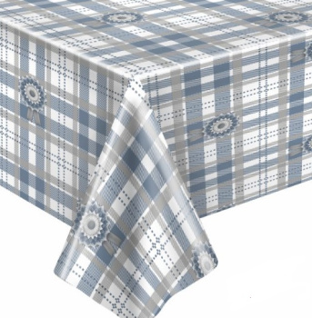 Клеёнка на нетканой основе "Мажор" "Шотландка" серо-голубая с белым, шир.1,35м 641/1 "Колорит"*20