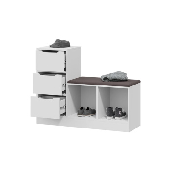 Обувница 745*324*874 Тип 14 БЕЛЫЙ ЯСЕНЬ/Велюр Серый ТриЯ *1