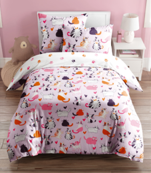 Постельное белье детское 1,5сп поплин Тинейджер Василек 500006/1 Кошачья любовь *1/7