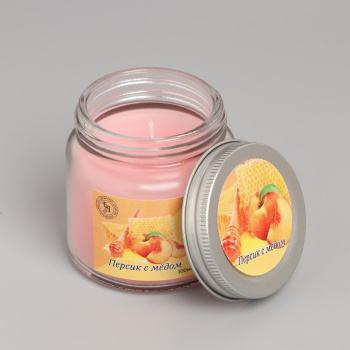 Свеча ароматическая в стекле 6,3см, 100мл, персик с мёдом  9338117