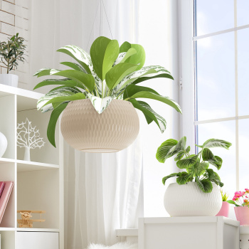 Кашпо пластм. "Жемчужина" 9,7л d 290мм h195мм, со вставкой 4л Белый М8722 (ЗПИ "Альтернатива") *1/4