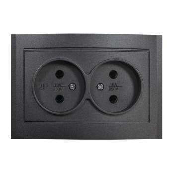 Розетка "Бриллиант" СП 2-мест. графит б/з 16А IP20 UNIVersal 7947519-Gr *10/100