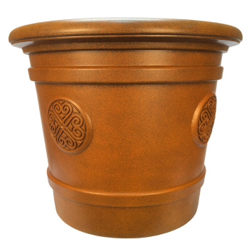 Кашпо пластм.  "Medallion" эффект "камня" 80л d верха 600мм h490мм Терракот (оранж.) 80-6Е*1