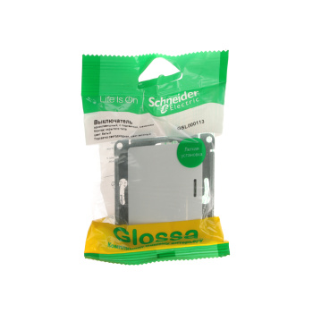 Механизм выключателя "Glossa" 1-кл. белый с подсветкой GSL000113 *1/20