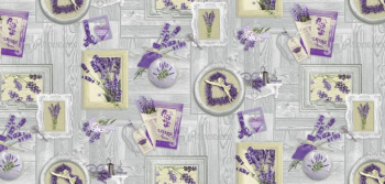 Клеёнка на нетканой основе "Мажор" "Лаванда" на сером шир.1,35м 579/15 "Колорит" *20