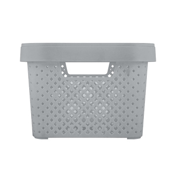 Корзина для хранения пластм. "Stockholm" 360х275х205мм с Крышкой Серый шторм PT500701025 *1/6