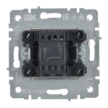 Механизм выключателя "BRITE" 1-кл. белый IEK BR-V10-0-10-K01 *10