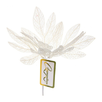 Ветка декоративная "Сказочный листопад" 25 см, Белый