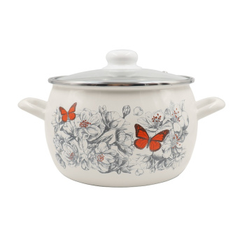 Кастрюля эмалированная 2,0л d160мм Ст.крышка с пл.р., обод нерж., с Деколью С-4210САП2/4 *1/8