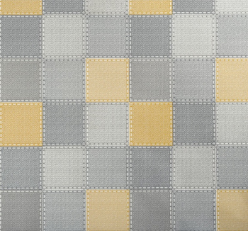 Клеёнка на нетканой основе "Мажор" "Ткань в клетку" серо-желто-белая шир.1,35м 615/5 "Колорит" *20