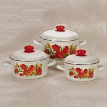 яяяНабор кастрюль эмалированных: 2,0л+3,0л+4,5л рис. "Ласков.май" С-007АП2/4Жм "Лысьвенские ЭМАЛИ" 1