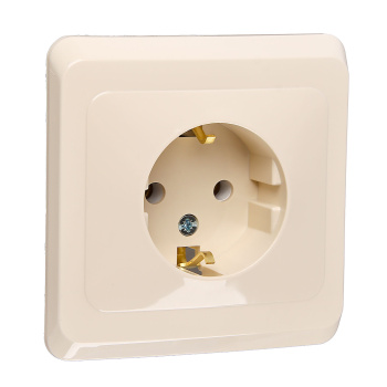 Розетка "Этюд" СП 1-мест. кремовая евро с з/к РС16-003 *10/20