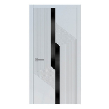 Дверь межкомнатная остеклённая НЬЮ-ЙОРК экошпон БЕЛЫЙ софт, черное стекло 800мм Аркада*1