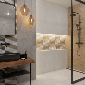 Плитка 60х20 см настенная 0.84 м² Lasselsberger Ceramics Гексацемент, светло-серый