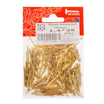 Гвозди финишные 1.4х25 мм BROZEX, 0.1 кг, латунь