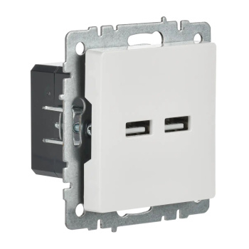 Механизм розетки "BRITE" 2-мест. USB A+A 5В/3.1А белый IEK BR-U21-D31-K01  *1/8/80