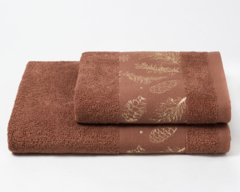 Полотенце махровое 30*60см Шишки цв.03-012 коричневый 360гр/м2 Текстиль Центр *10