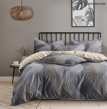 Постельное белье евро поплин на резинке Орхидея 6759, наволочки 70*70 - 2шт *1/4