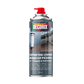 Герметик-спрей 520 мл DECORIX жидкая резина, от трещин и протечек, черный